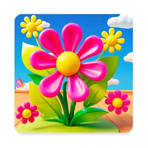 Pink Floral Peace | Sky & Nature Design - Square Magnet