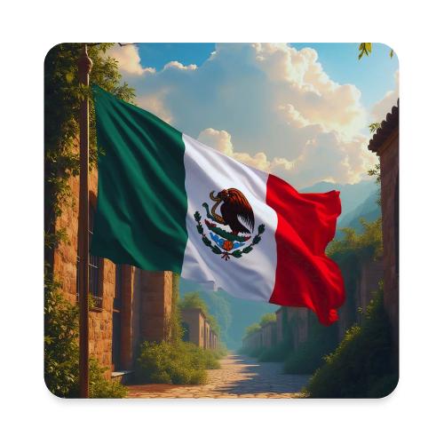Mexican flag in Magical Town and Nature - Square Magnet