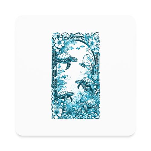 Sea Turtle Forest - Square Magnet
