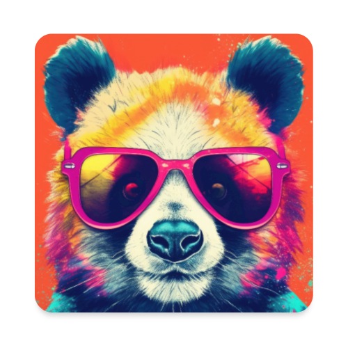 Panda in Pink Sunglasses - Square Magnet