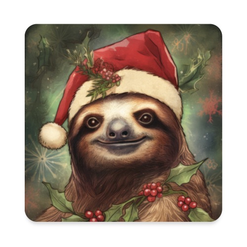 Christmas Sloth - Square Magnet
