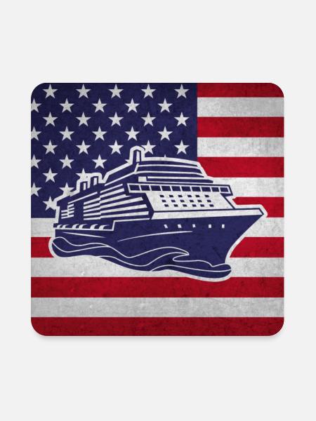 Cruise Boat Cruise Ship - Square Magnet - white - Front