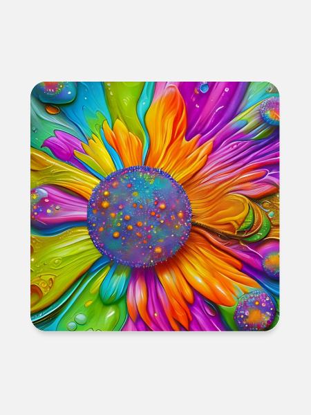 Fantasy Flower - Square Magnet - white - Front