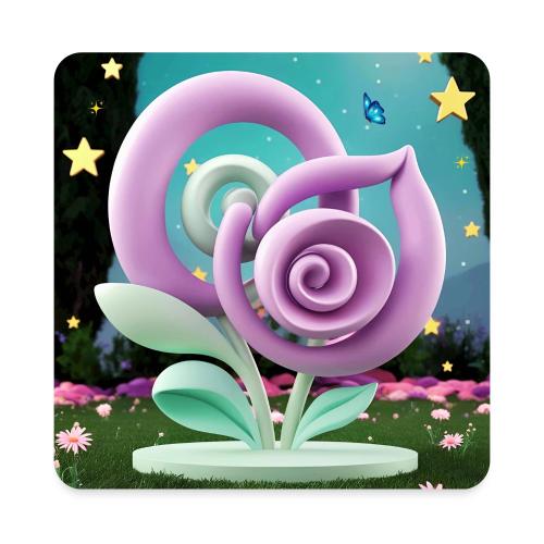 Lila Bloom | Double Floral Eco-Inspired Art - Square Magnet