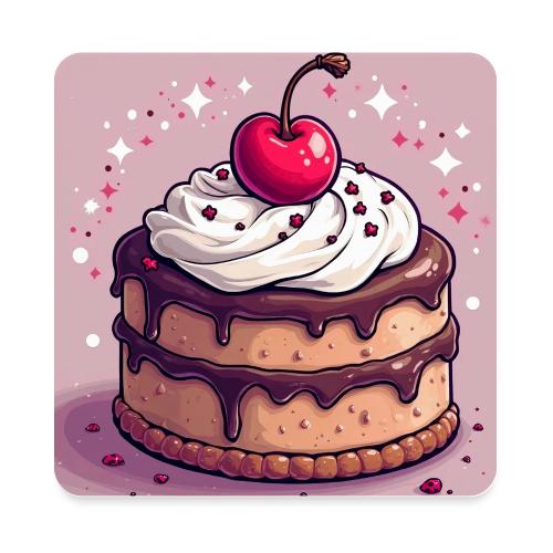 Cherry‑Topped Celebration Cake Design - Square Magnet