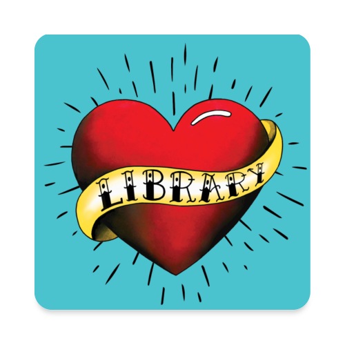 Library Love Tattoo Button - Square Magnet