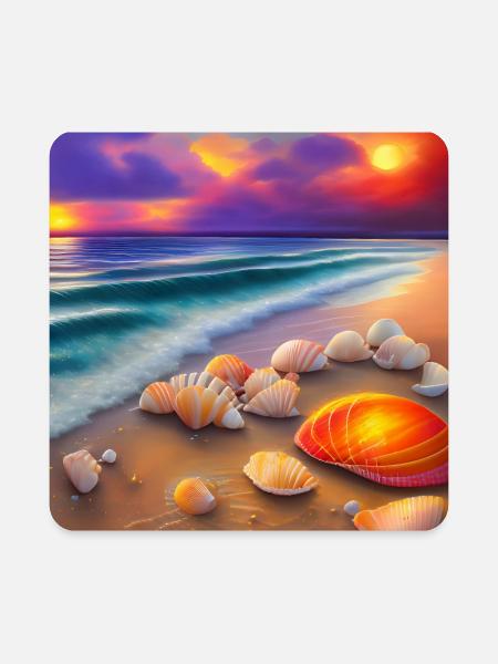 Fantasy Beach - Square Magnet - white - Front