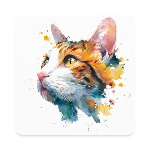 Cat: Feline Ink Burst - Square Magnet
