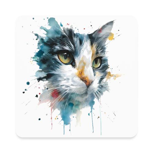 Watercolor cat face - Square Magnet