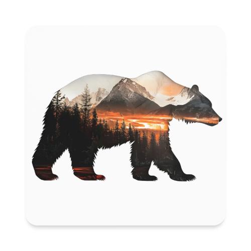 Canada Bear: fiery tones - Square Magnet