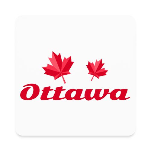 Ottawa with two red maple leaves - Square Magnet