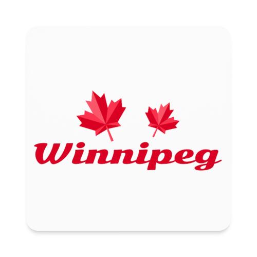 Winnipeg with two red maple leaves - Square Magnet