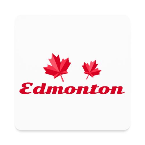 Edmonton with two red maple leaves - Square Magnet