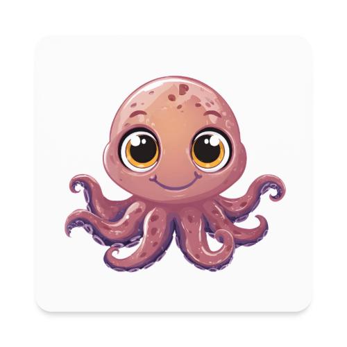 Cute Cartoon Baby Octopus with Big Eyes - Square Magnet