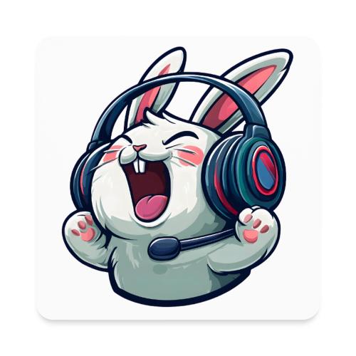 Gamer Bunny Headset Cartoon Design - Square Magnet