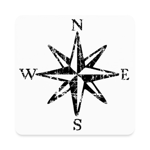 Compass Rose NESW (Vintage Black&White) - Square Magnet