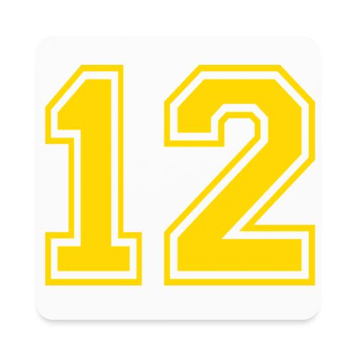 Number 12 in a classic athletic collegiate font - Square Magnet