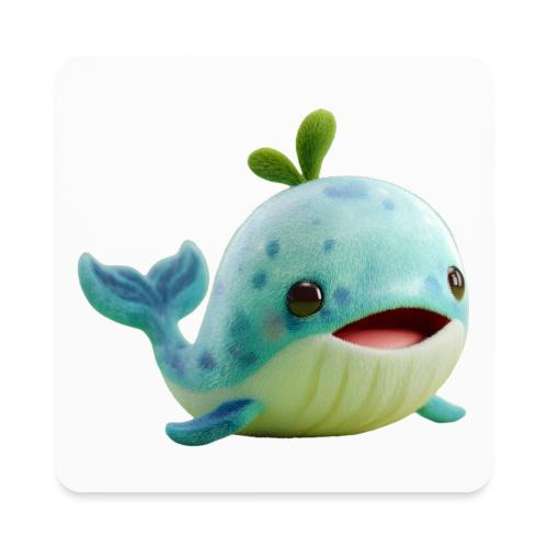 Playful Green-Blue Baby Whale - Square Magnet