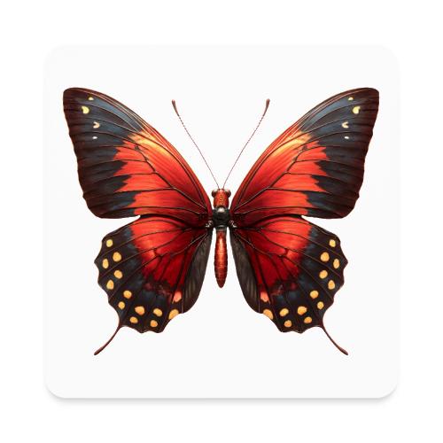 Bright Red, Black, and Yellow Butterfly - Square Magnet
