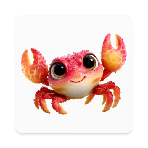 Cheerful Red Baby Crab Character - Square Magnet