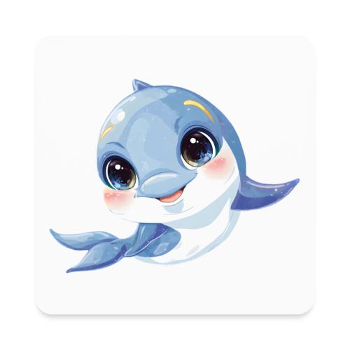 Joyful Blue-White Baby Dolphin - Square Magnet
