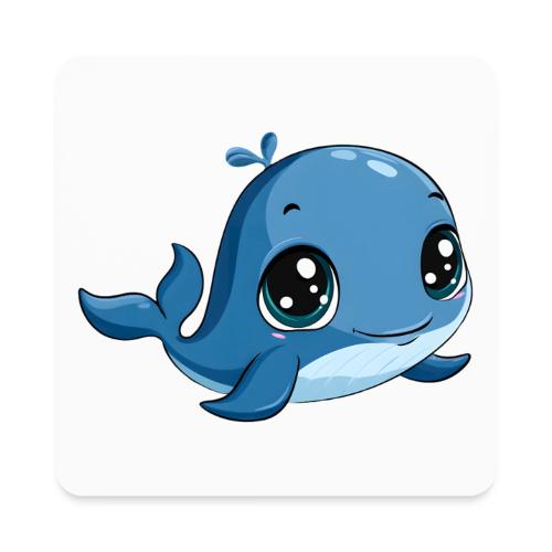 Smiling Blue Baby Whale - Square Magnet