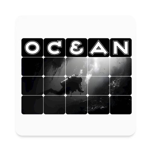 Ocean: Monochrome descent of a scuba diver - Square Magnet
