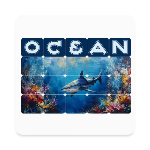 Ocean: Synthwave Shark - Square Magnet