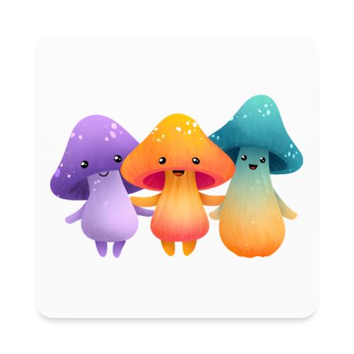 Cheerful Mushroom Friends - Square Magnet
