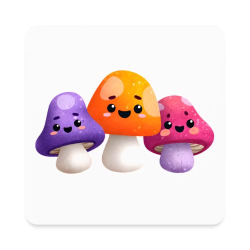 Colorful Mushroom Companions - Square Magnet