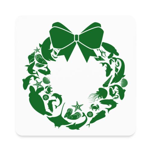 Christmas Season Wreath, Green - Square Magnet