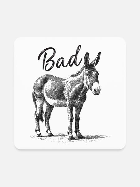 Bad Ass Donkey Funny Vintage - Square Magnet - white - Front