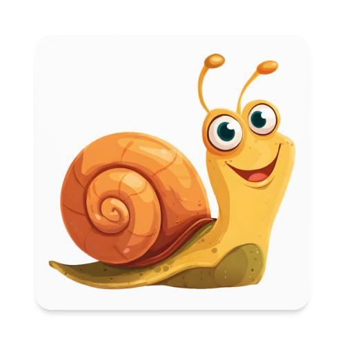Happy Cartoon Snail with a Smile - Square Magnet