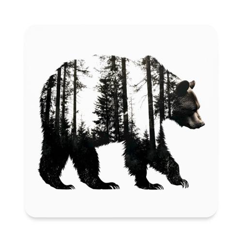 Evergreen Bear Silhouette - Square Magnet