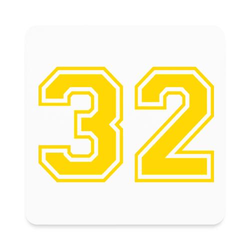 Number 32 in a classic athletic collegiate font - Square Magnet