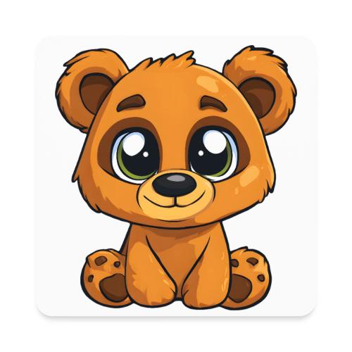 Smiling Sitting Baby Bear - Square Magnet