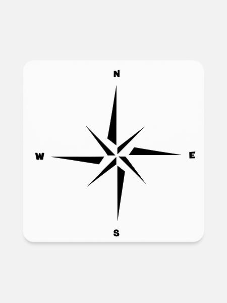 Nautical star. Compass rose, cardinal directions - Square Magnet - white - Front