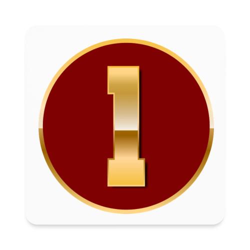 Number 1 in Gold Varsity Font - Square Magnet