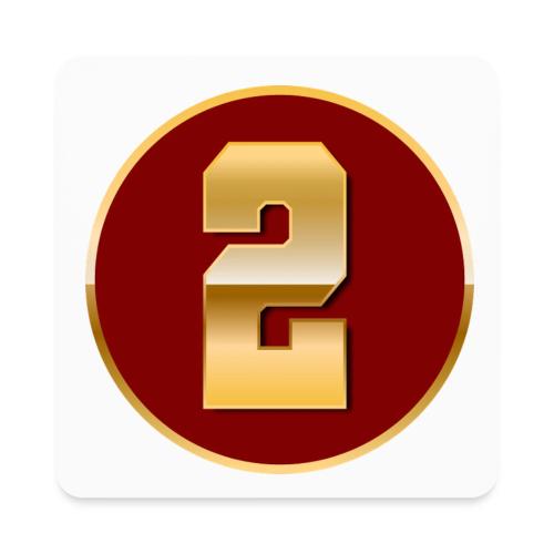 Number 2 in Gold Varsity Font - Square Magnet
