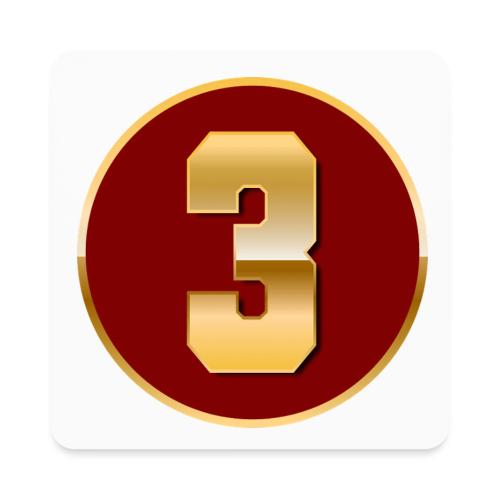Number 3 in Gold Varsity Font - Square Magnet