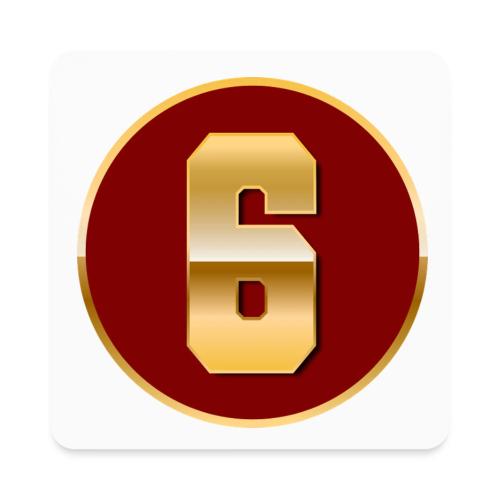 Number 6 in Gold Varsity Font - Square Magnet