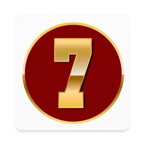 Number 7 in Gold Varsity Font - Square Magnet