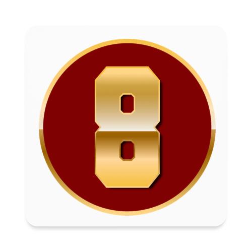 Number 8 in Gold Varsity Font - Square Magnet