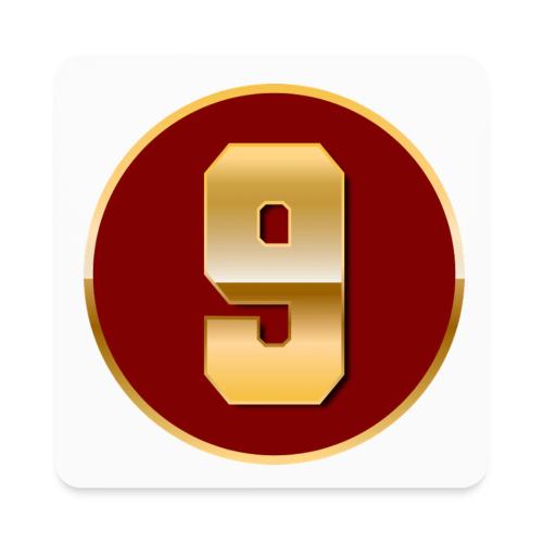 Number 9 in Gold Varsity Font - Square Magnet