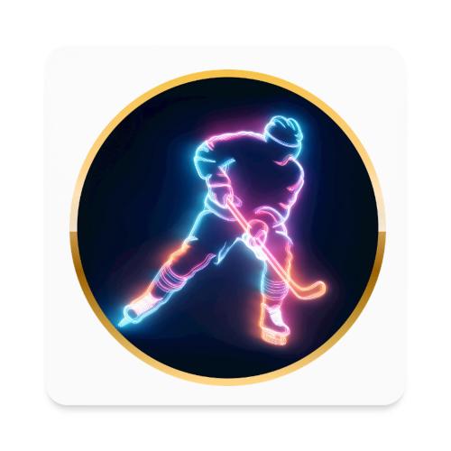 Golden Neon Hockey - Square Magnet