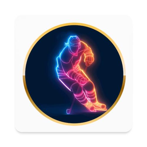 Hockey: Neon Hockey Sketch - Square Magnet