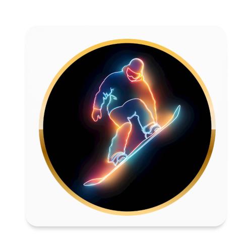 Golden Neon Snowboard - Square Magnet