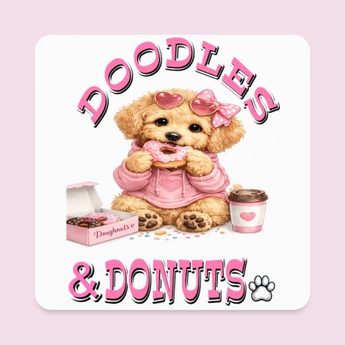 Doodles & Doughnut Cozy Dog Mom Design - Square Magnet