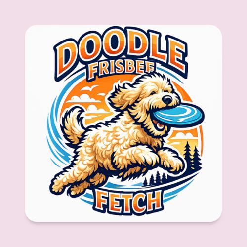 Doodle Frisbee Fetch | Goldendoodle Dog Lover - Square Magnet
