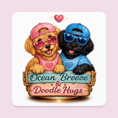 Ocean Breeze & Doodle Hugs - Square Magnet